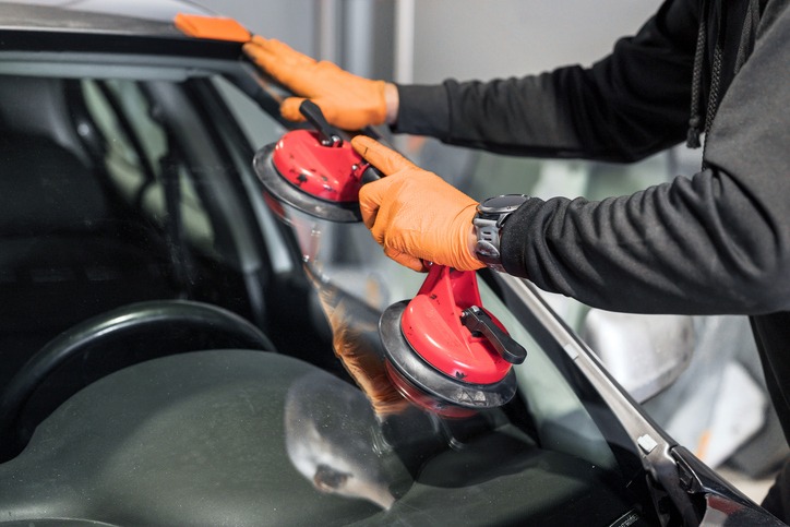 Examining a replacement windshield for potential leaks in Edmonton & Leduc